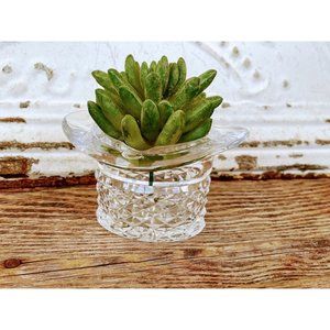 Vintage Cut Crystal Clear Glass Top Hat Ashtray